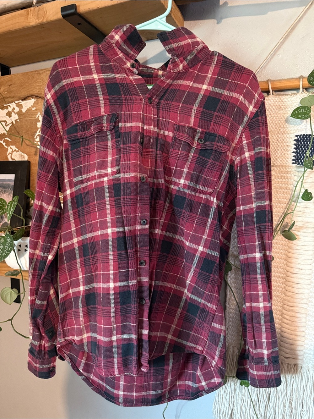 dip Women's Red and Black Plaid Button-Down Shirt